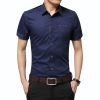 2020 Summer New Men’s Shirt Brand Luxury Men Cotton Short Sleeves Dress Shirt Turn-down Collar Cardigan Shirt Men Clothes