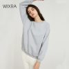 Wixra Women Basic Sweatshirts Solid Women Classic O Neck Long Sleeve 2019 Autumn Winter Velvet Loose Pullover Tops