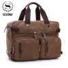 Scione Men Canvas Bag Leather Briefcase Travel Suitcase Messenger Shoulder Tote Back Handbag Large Casual Business Laptop Pocket