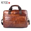 AETOO Genuine Leather real leather laptop bag business Handbags Cowhide Men Crossbody Bag Men’s Travel brown leather briefcase (9)
