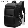 EURCOOL Travel Backpack Men Multifunction Large Capacity Male Mochila Bags USB Charging Port 17.3 inch Laptop School Backpacks (Black 17.3 inch)