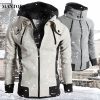 2020 Zipper Men Jackets Autumn Winter Casual Fleece Coats Bomber Jacket Scarf Collar Fashion Hooded Male Outwear Slim Fit Hoody