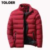 Brand Men Parka Cotton Padded Winter Jacket Coat Mens Warm Jackets Male Solid Color Stand Collar Zipper Thick Coats Down Parkas