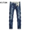 KSTUN Men’s Jeans Classic Direct Stretch Dark Blue Business Casual Denim Pants Slim Straight Long Trousers Gentleman Cowboys 38