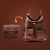 Women Bags Shoulder Bag For Girls Pu Leather Handbags Crossbody Fold Over Packets Fashion High Quality Casual Tote 14’laptop bag (Brown (30cm<Max Length<50cm))