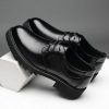 England Style Fashion Men Dress Genuine Leather Shoes,Round Toe Thicken Buttom Business Non-slip Breathable Oxford Leather Shoes