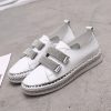 Yu Kube Crystal Genuine Leather sneakers Loafers Shoes 2020 HOOk&LOOP Woman platform Flats Ladies white Walking shoes