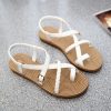 Yu Kube Summer Shoes Woman Sandals Elastic Flat Sandalias Mujer 2020 Strappy Gladiator Beach Sandals Ladies Flip Flops White