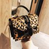 2019 women’s leopard PU leather shoulder bags lady solid black and burgundy crossbody chain handbags girl fashion sling bags
