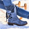 Lowest Price with Best Quality and Free Gift – Women Boots winter autumn girls Flat Heel Boot Fashion Knitting Patchwork shoes