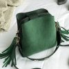 2019 New Fashion Scrub Women Bucket Bag Vintage Tassel Messenger Bag High Quality Retro Shoulder Bag Simple Crossbody Bag Tote