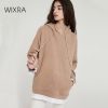 Wixra Women Casual Sweatshirts Warm Velvet Long Sleeve Oversize Hoodies Tops 2019 Autumn Winter Pullover Tops