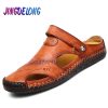 Classic Mens Sandals Summer Genuine Leather Male Beach Sandals Soft Comfortable Male Outdoor Beach Slippers Slip-ON Man Sandals