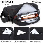 TINYTA Men's bags Men Shoulder Bags for 9.7'pad 9 pocket Waterproof Casual crossbody bag Black Canvas Messenger bag shoulder